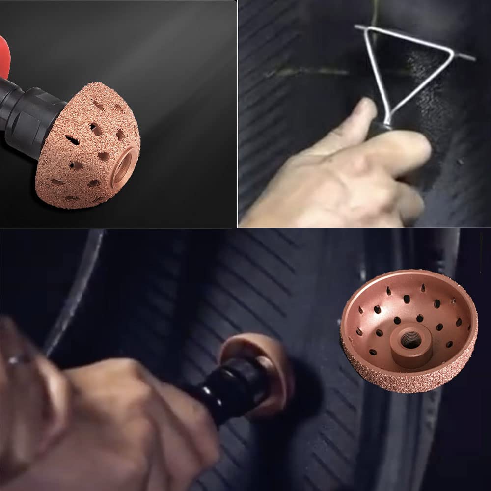 Ausfyyam Tire Wheel Repair Patch Tools Kit Tire Buffer Wheels 55Mm Tungsten Steel Buffing Wheel With Tire Patch Roller Scraping