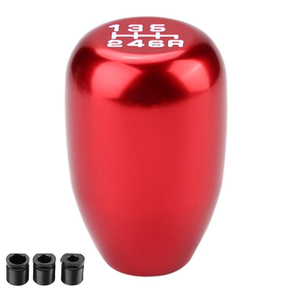 Qiilu Universal Shifter Knobs, Car 6 Speed Manual Gear Shift Lever Knob Stick Head, Shifter Knob(Red)