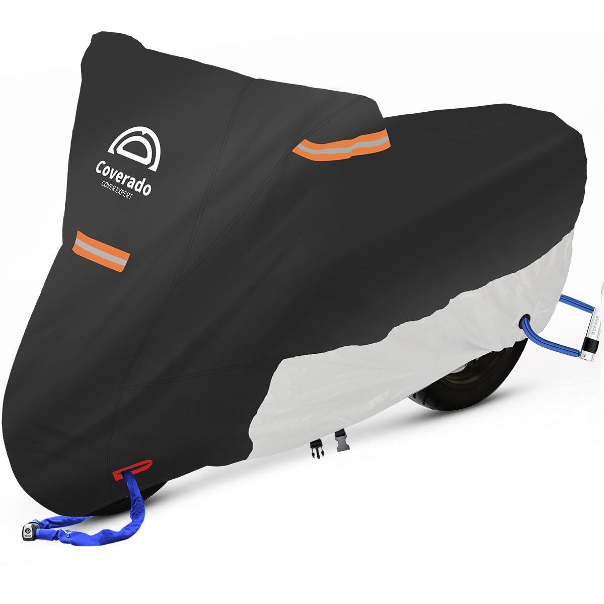 Motorcycle Cover Waterproof Outdoor, Coverado All Weather Protection Motorbike Cover With Lockholes And Night Reflector, Univers
