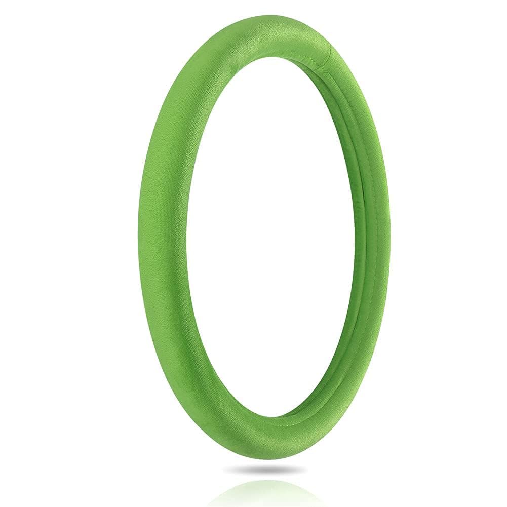 Otostar Soft Velvet Steering Wheel Cover, Universal Luxury Steering Wheel Protector Car Interior Accessories 15 Inch (Green)