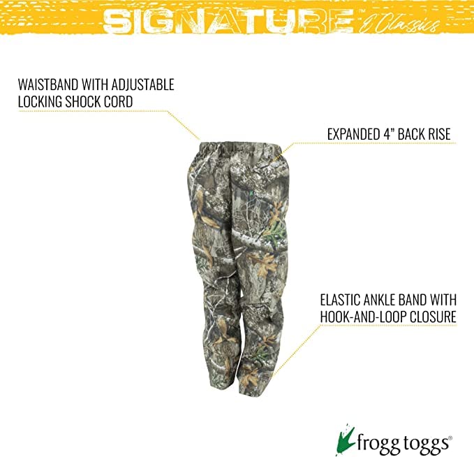 Frogg Toggs Men'S Standard Classic Pro Action Waterproof Breathable Rain Pant, Realtree Edge, Xx-Large Long