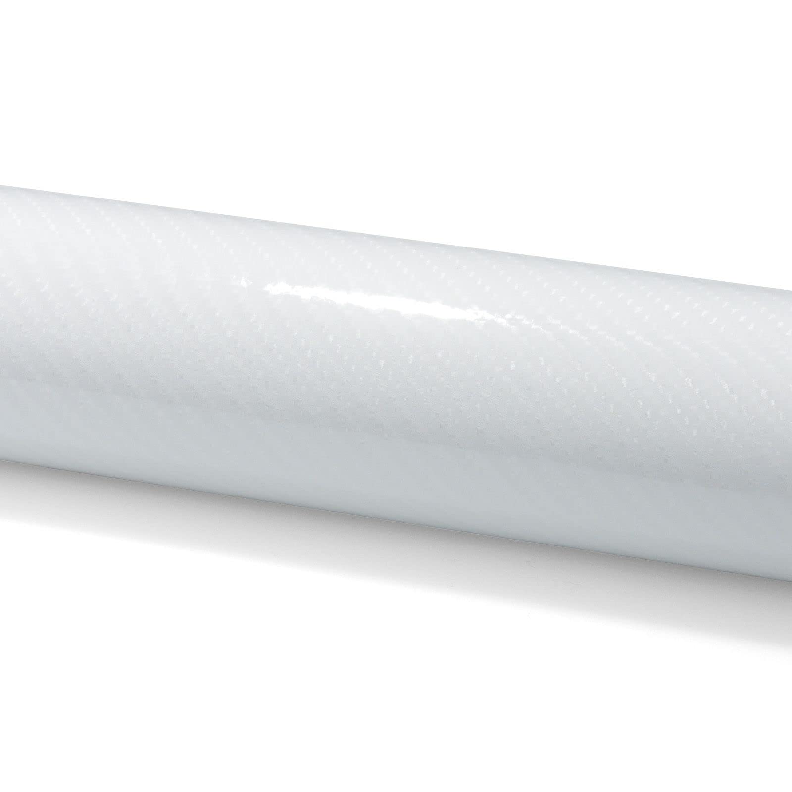 12X60 (1Ftx5Ft) White 7D Carbon Fiber Textured High Gloss Vinyl Wrap Auto Car Sticker Decal Film Sheet Bubble Free Air Release Technology With Tool Kit