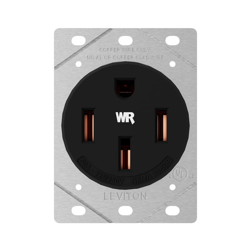 Leviton 50 Amp EV Charging Receptacle/Outlet, Heavy Duty, Weather Resistant, 1450W