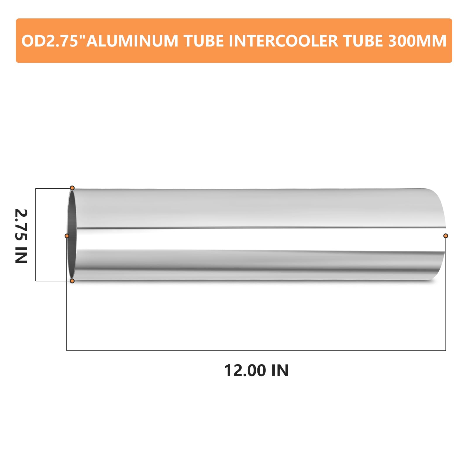 Gasher 2Pcs Aluminum Alloy Tube 2.75''Od Length 12   (300Mm) Intercooler Pipe For Intake And Cooling Systems