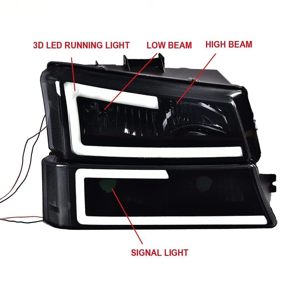 Pit66 Led Headlight Assembly Compatible With Chevy Silverado 1500 2500 3500 Hd Model 2003-2006 Fit Avalanche 1500 2500 Fit No Cl