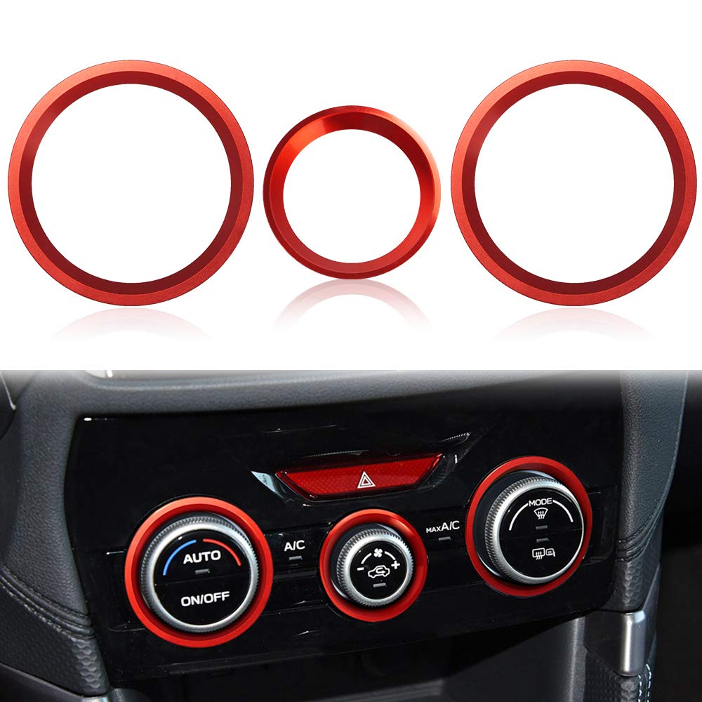 Auovo Ac Climate Control Knob Outer Ring Covers Accessories For Subaru Forester 2019-2024 / Crosstrek 2018-2022 2023 / Impreza 2017-2023 Interior For Car Air Condition Switch Control Trim (Red)