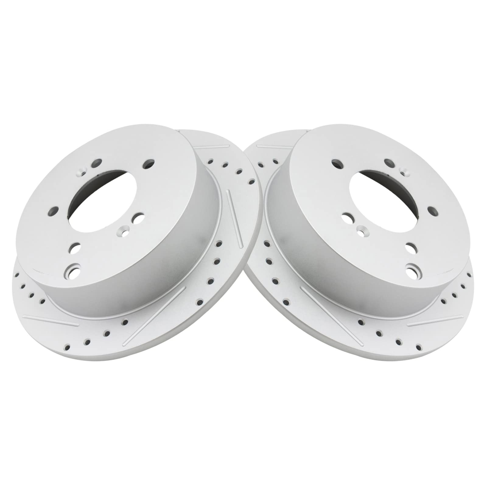 Trq Rear Performance Brake Rotors Set Premium G-Coated Cross Drilled & Slotted Compatible With 2001-2006 Hyundai Santa Fe 2009-2