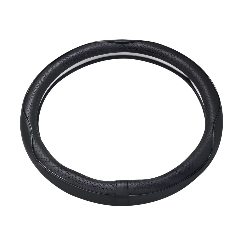 Car Steering Wheel Cover, Anti-Slip, Safety, Soft, Breathable, Heavy Duty, Thick, Full Surround, Sports Style (Black)