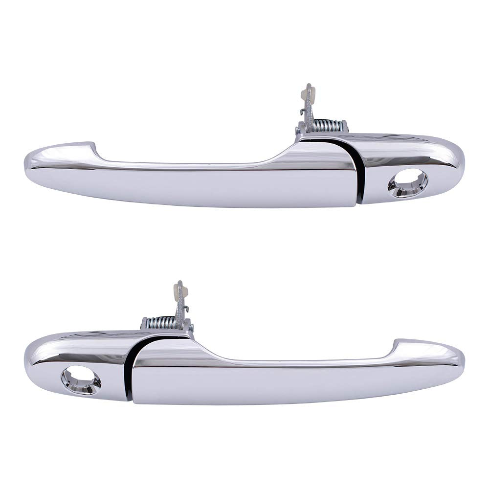 Autoandart Brock Replacement Pair Set Front Outside Door Handle Chrome W/Keyholes Compatible With G5 Cobalt Solstice Sky 2586932