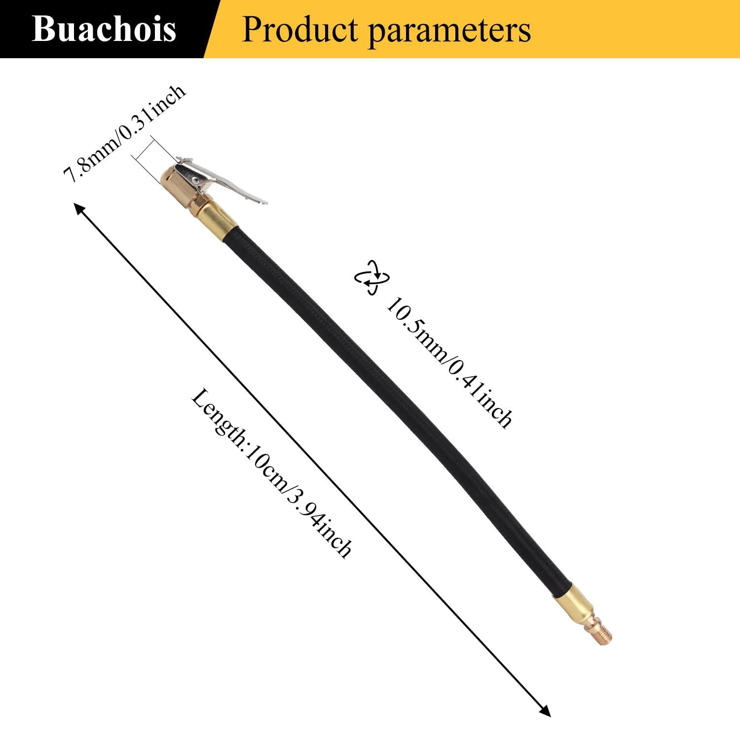 Tire Inflator Extension Tube Tyre Pump Quick Inflation Chuck Adapter Hose Quick-Inflation Clip Connector High-Pressure Tube Car
