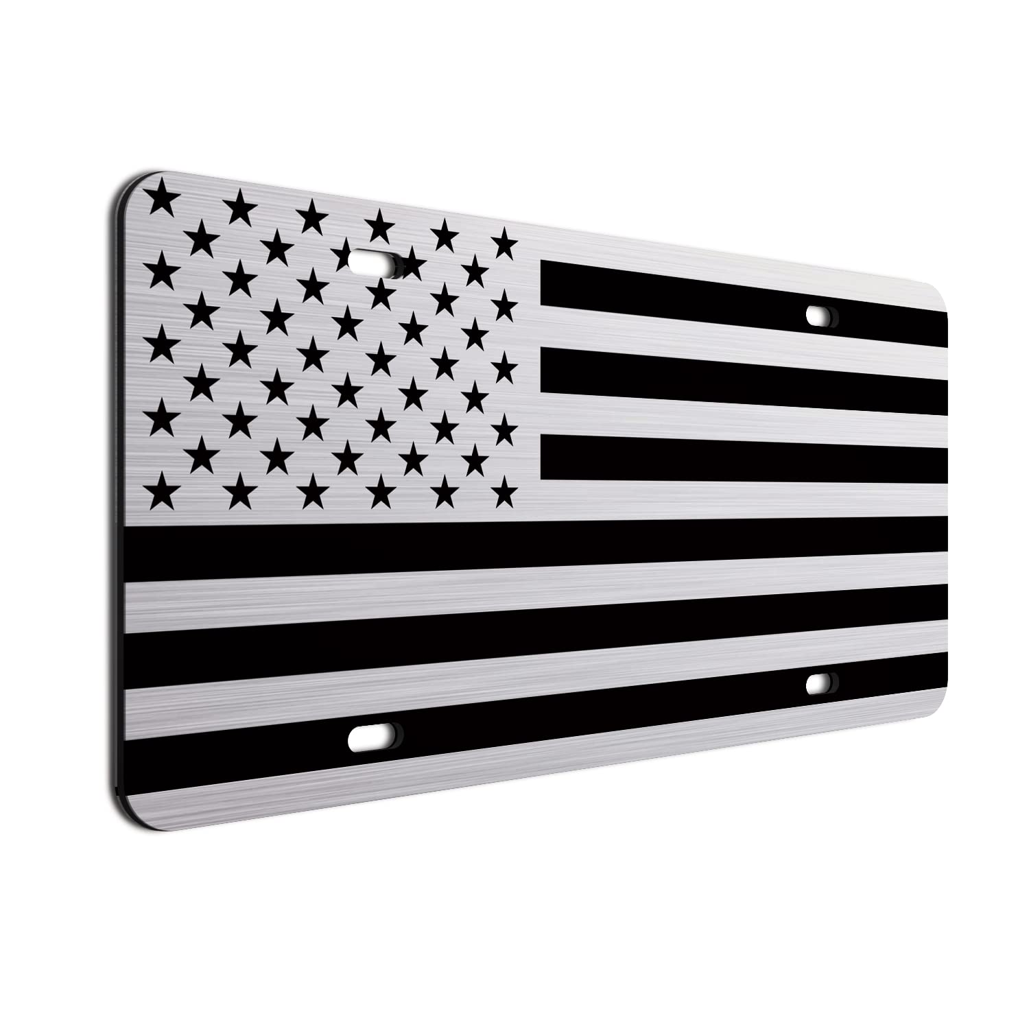 Inverted American Flag License Plate On 1/8 Brushed Aluminum Composite Heavy Duty Patriot Usa Car Tag