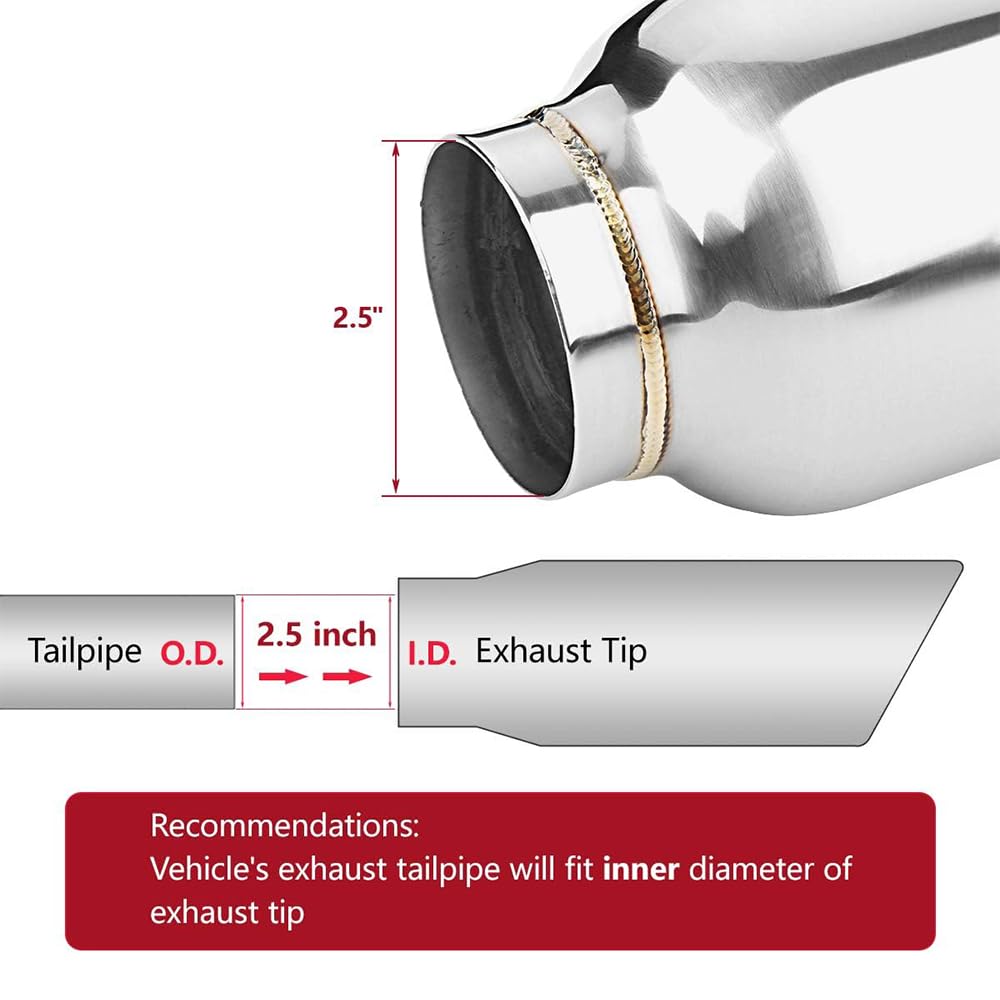 Lcgp 2.5'' To 4'' Diesel Exhaust Tip, 5'' Overall Length, Double Wall Design,2Pcs