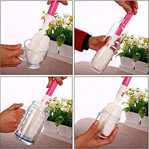 Invoda 4Pcs Bottle Brush,Bottle Washer Set Long Sponge Bottle Cleaning Brushes Baby Bottle Cleaner Brush, Nipple Brush (4 Pcs)