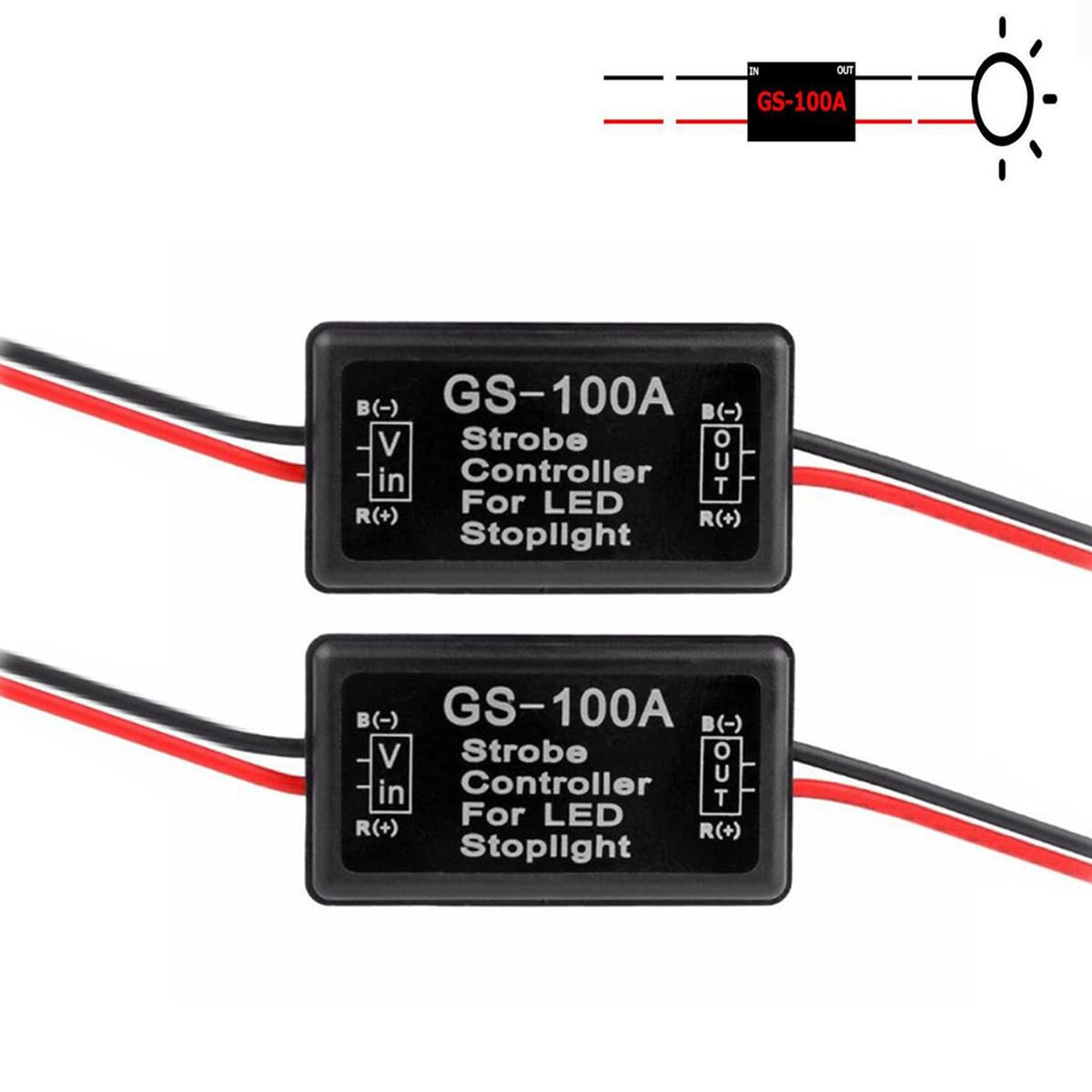 iBrightstar 9-30V Flashing Strobe Blinking Controller Flasher Module for LED Brake Tail Stop Light High Mount/3rd Brake Lights - 2Pack