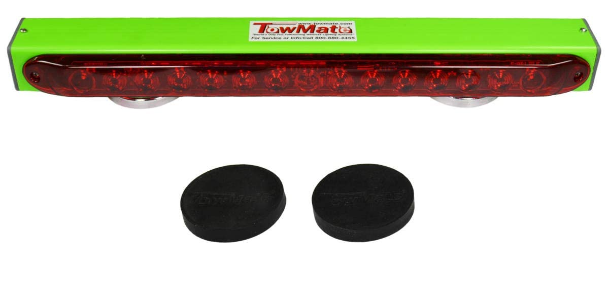 Towmate 22' Wireless Led Tow Light Bar - Lime Green, Magnetic Mount, Battery-Powered, 10+ Hours Of Charge, Heavy-Duty Tow Bar For Vehicles | Towing Safety Light | Tm22G Includes Trendsauto Decal