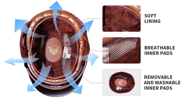 Vcoros Motorcycle Half Face Helmet Sun Visor Quick Release Buckle Dot Approved Adults Men Women Helmets For Cruiser Chopper Mope