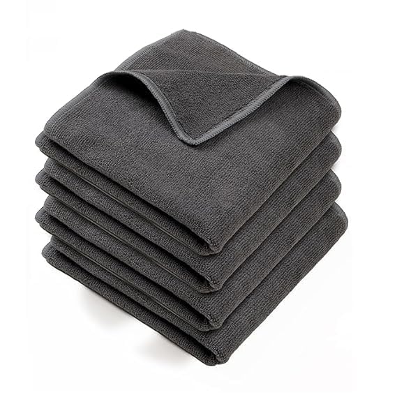 Microfiber Cloth 40x40 350 GSM Gray 4pcs Multipurpose Cloths and Towel Kitchen Car Bike Laptop polishing & Washing Guest Hand To