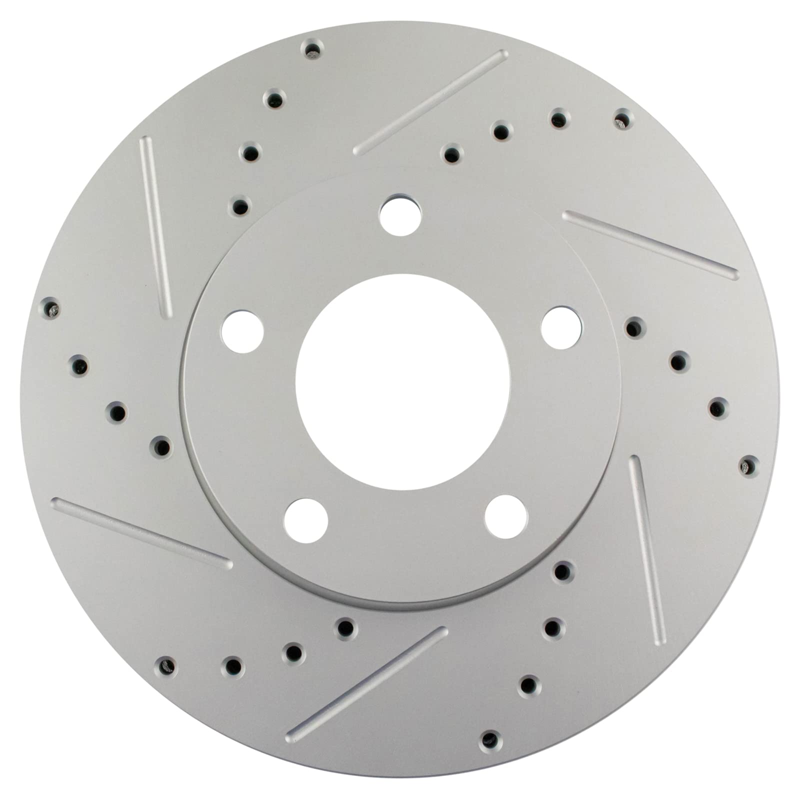 Trq Front Performance Brake Rotors Set Premium G-Coated Cross Drilled & Slotted Compatible With 2004-2013 Mazda 3