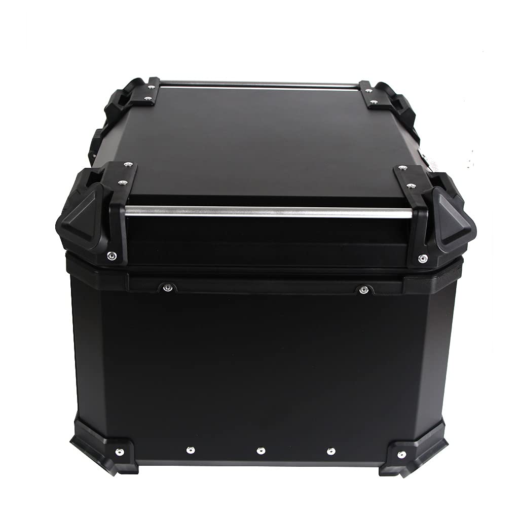 Iproods 55L Motorcycle Top Case, Aluminum Alloy Universal Motorcycle Tail Box With Backrest & Phone Mount Holder, Dual-Key Stora