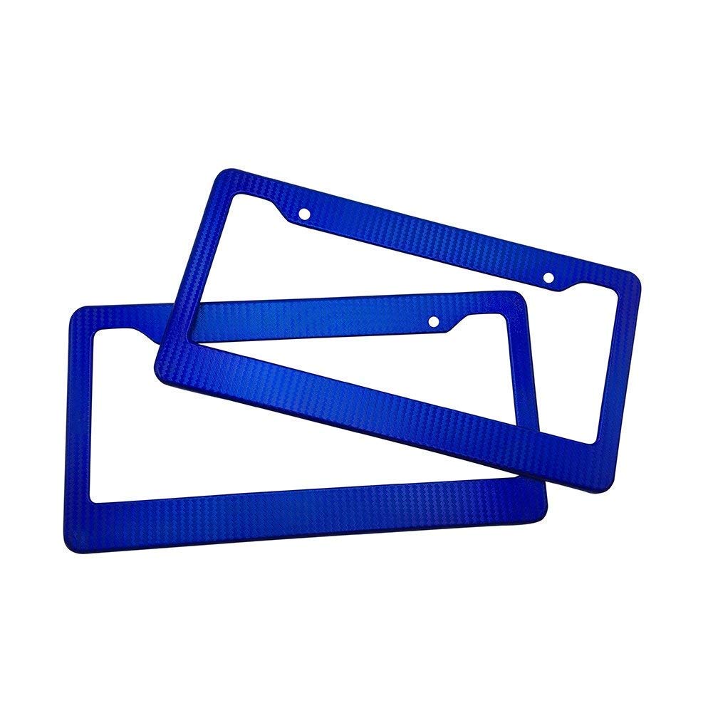Blvd-Lpf Obey Your Luxury Car Carbon Fiber Painted Style Blue Front Rear License Plate Frame Cover With Screw (Pack Of 2)