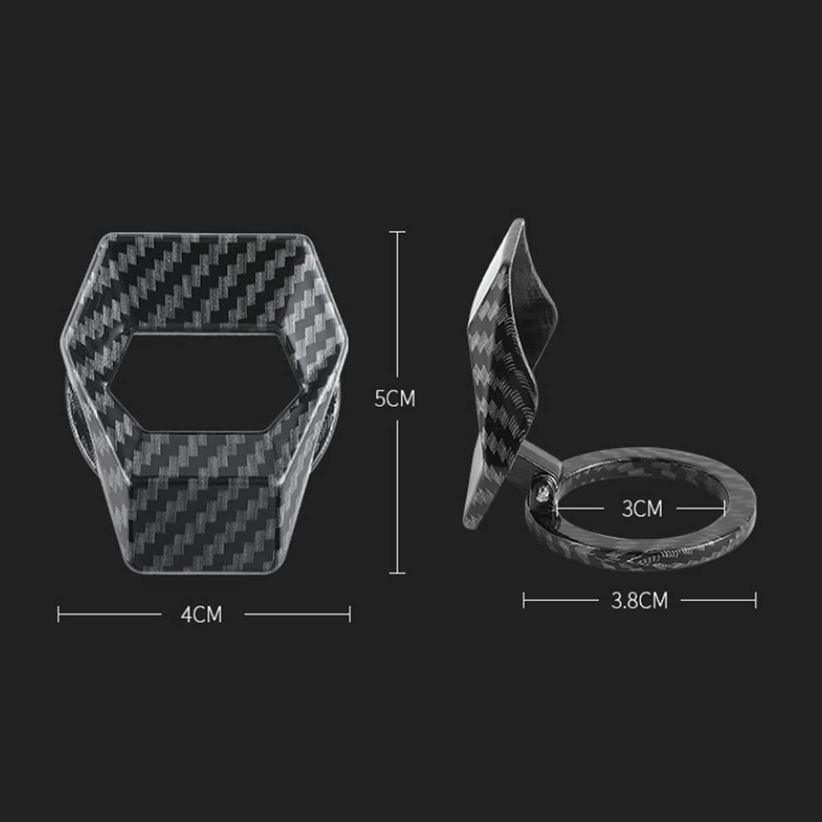 Engine Start/Stop Button Cover, Carbon Fiber Zinc Alloy Car Power Control Trim, Push To Start Button Key Ignition Protective Cov