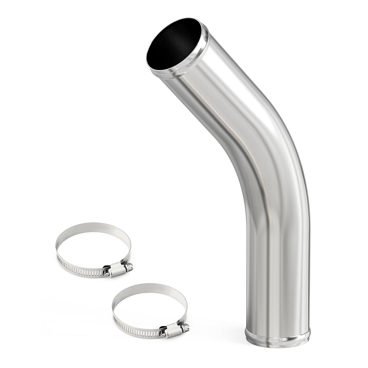 Gasher 1Pcs 45 Degree Elbow Aluminum Alloy Tube 2.35''Od, Leg Length 12'' (300Mm) With Bead Roll, Intercooler Pipe For Intake An