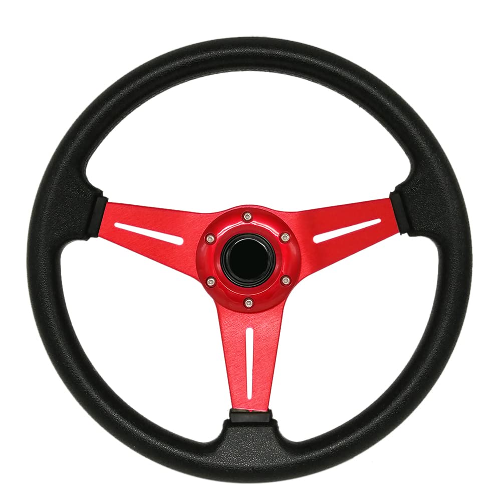 Yehicy 13.8” Auto Racing Steering Wheel Quick Release 6 Bolts Flat Drifting Universal Car Sport Steering Wheel Pu Leather And Aluminum Spokes With Horn Button