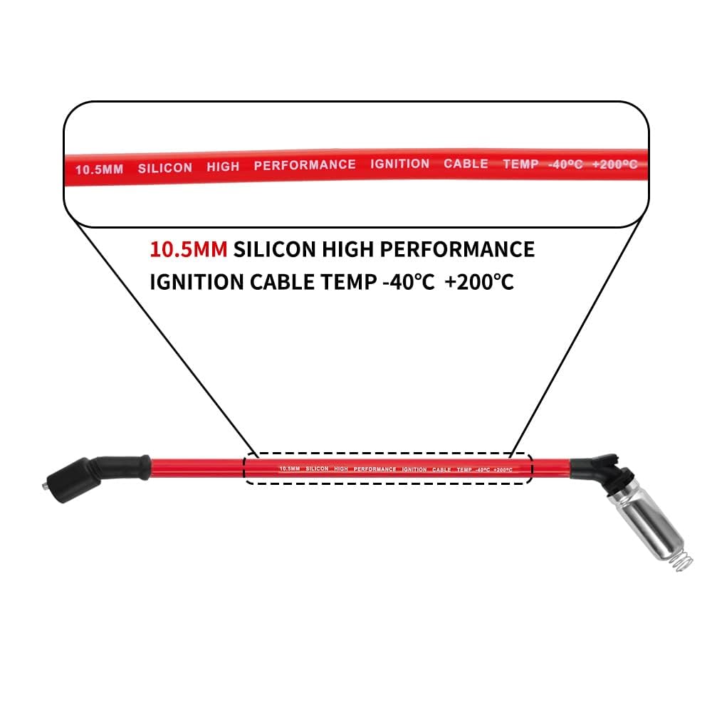 Spark Plugs and Wires for Chevy 5.3, Spark Plug 41-962 * 8 + Spark Plug Wires *8 9748HH 10.5mm (red) Fit for Chevrolet Silverado