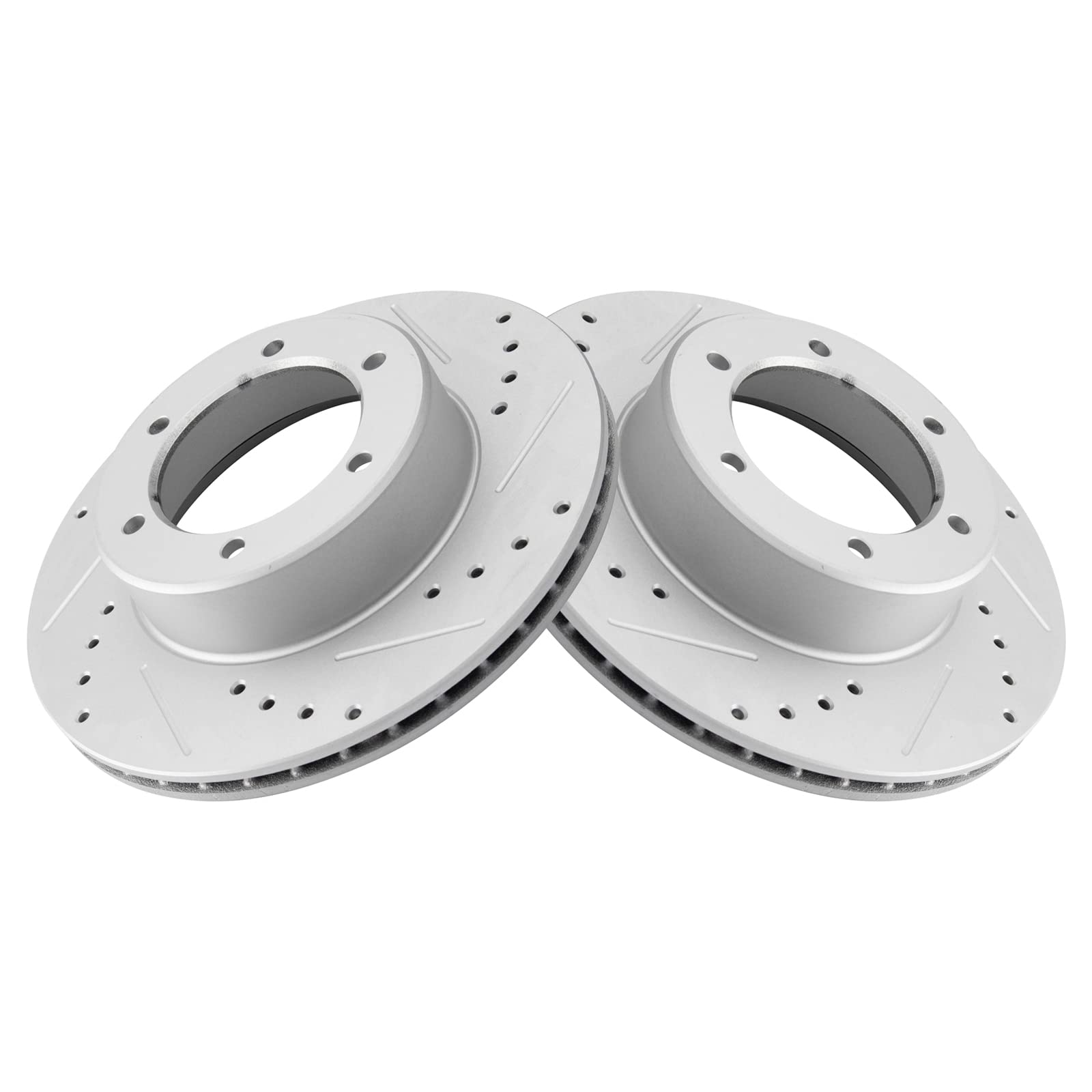 Trq Front Performance Brake Rotors Set Premium G-Coated Cross Drilled & Slotted Compatible With 1986-1991 Toyota 4Runner 1986-19