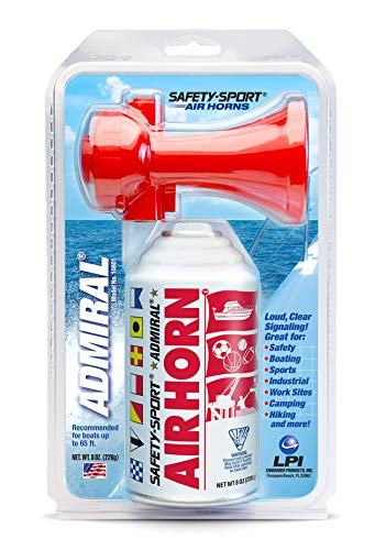 Safety-Sport Admiral Air Horn - Loud Signaling Device For Boating, Camping, Hiking, Coaching, Schools, Factories, Industrial, An