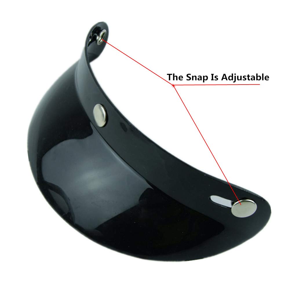 Vcoros Helmet Peak Shield Open Face Retro Motorcycle Helmet Sun Shade Protector Black Shield(Black