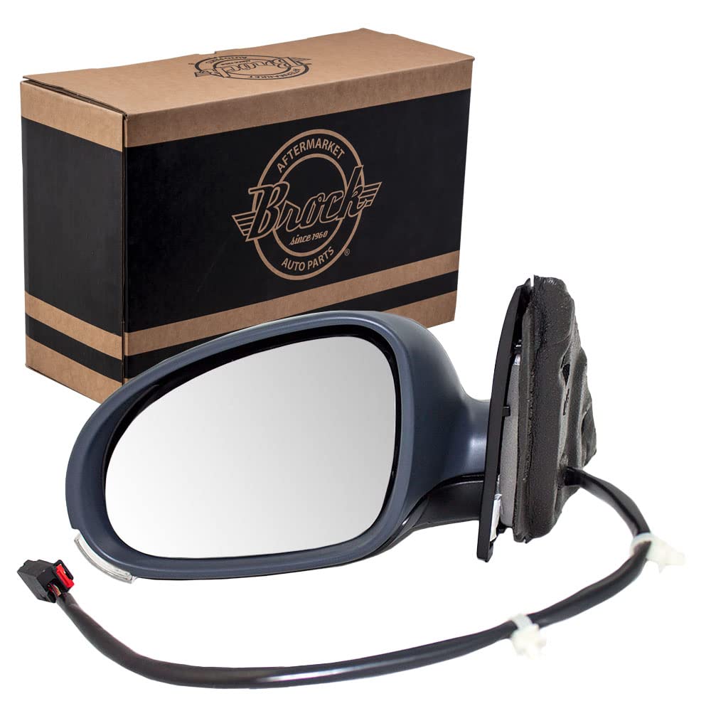 Brock Replacement Driver Side Power Mirror With Heat, Signal, Puddle Light And Paint To Match Gray Cover Comaptible With 2005 A4