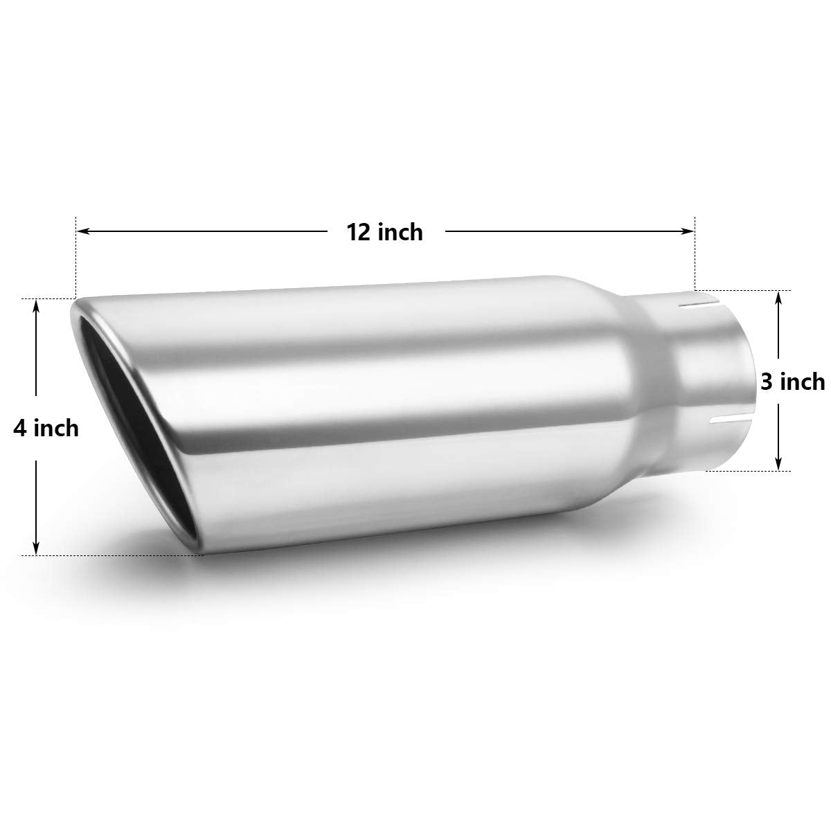 A-Karck Exhaust Tip 3 Inch Inlet, 3    Inlet 4    Outlet 12    Long Stainless Steel Polished Clamp On Muffler Tip For Truck Tail