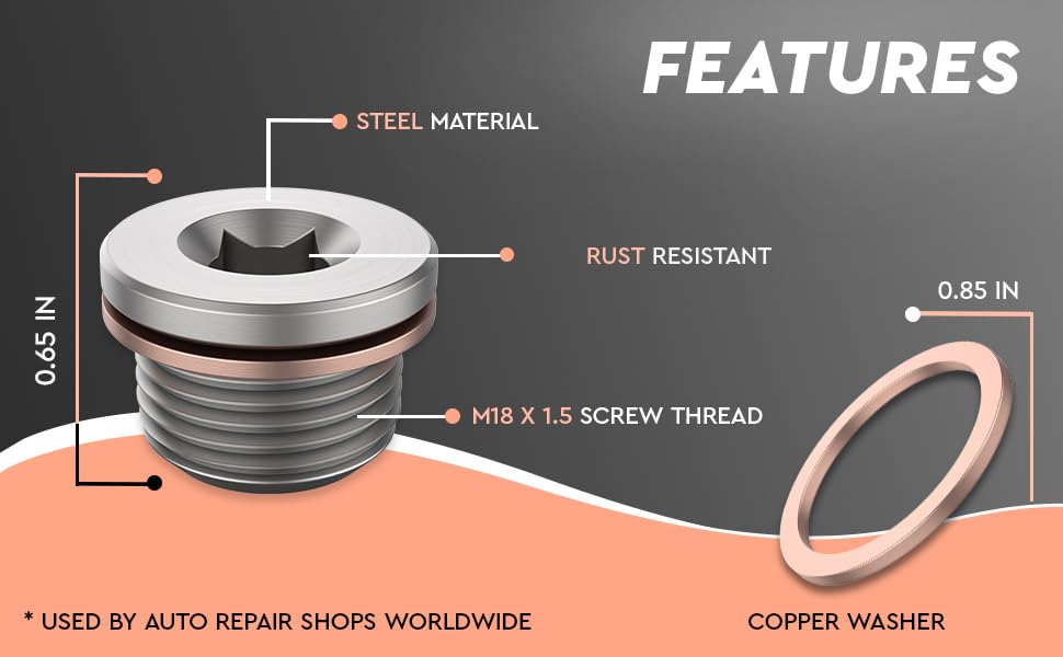 O2 Oxygen Sensor Fitting Plug And Bung Kits With Copper Washer M18X1.5 - Universal Fit (4 Pack - M18X1.5)