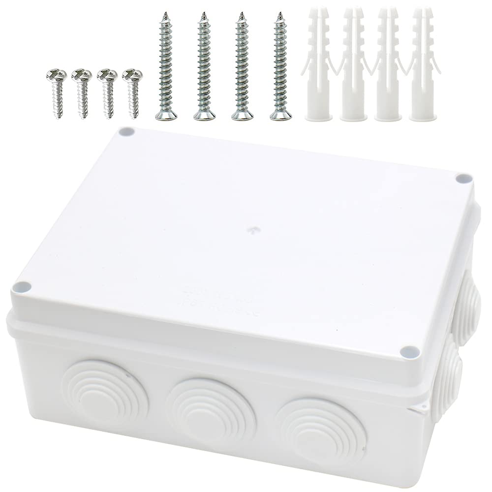 Makerele Abs Plastic Electrical Box Ip65 Plastic Waterproof Dustproof Junction Box Electrical Enclosure White 7.9”×6.1”×3.1”Inch(200×155×80Mm)