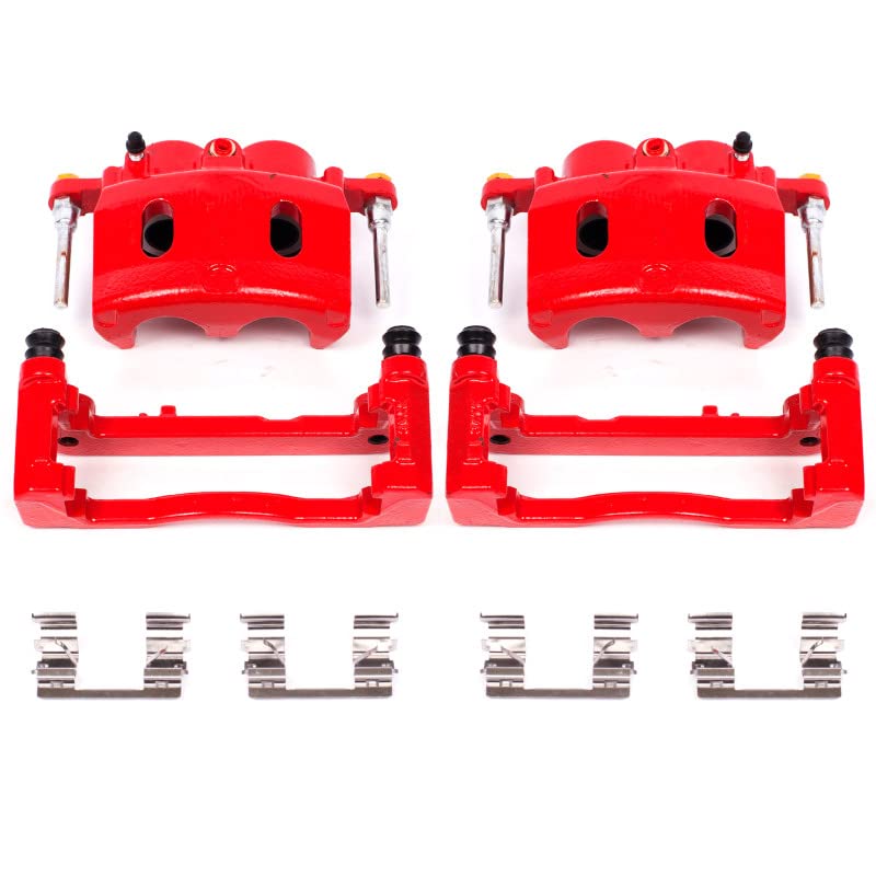 Power Stop S4918A Front Pair Of High-Temp Red Powder Coated Calipers For Cadillac Escalade Xts Chevy Silverado 1500 Suburban 150