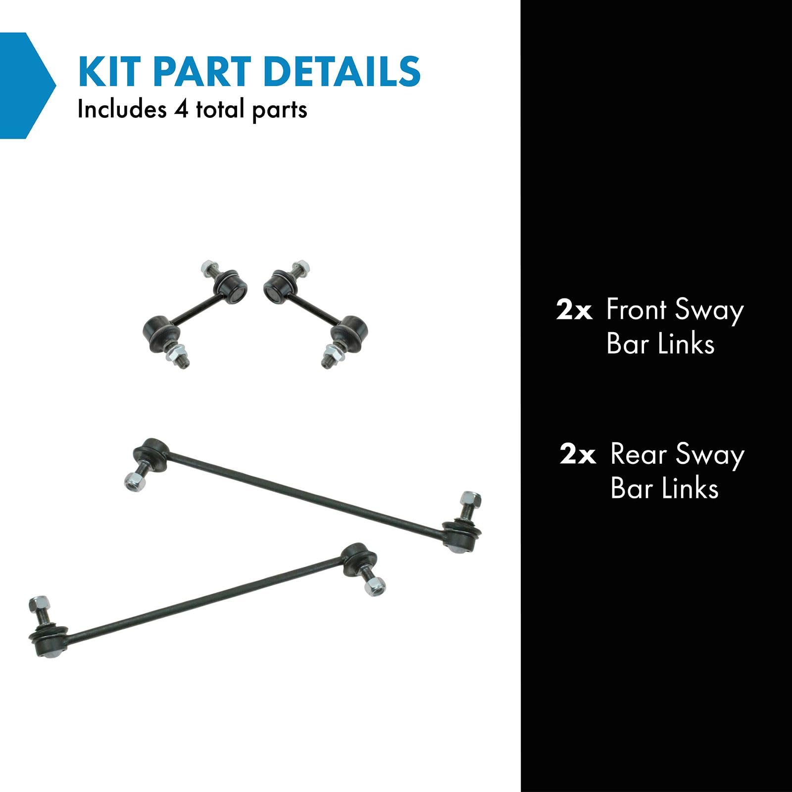 Trq Driver & Passenger Side Sway Bar Stabilizer Link Set Compatible With 2007-2012 Hyundai Santa Fe Veracruz 2011-2013 Kia Soren