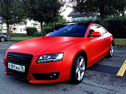 Vvivid+ Premium Vinyl Wrap Film (100Ft X 5Ft, Matte Rosso Corsa (Ferrari) Red)