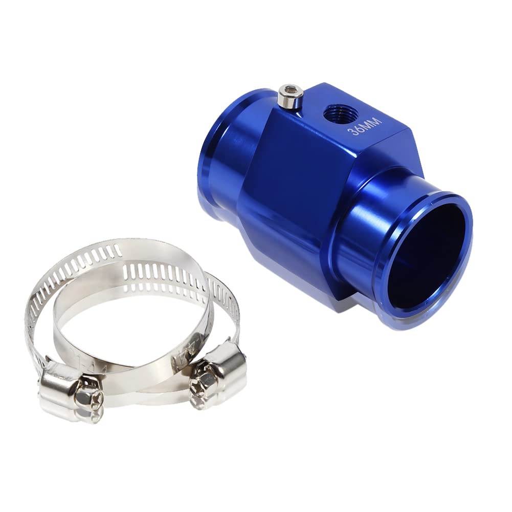 Keenso 36Mm Hose Bung, Water Coolant Temperature Adapter Aluminum Water Temp Meter Temperature Gauge Joint Pipe Radiator Adapter Clamps