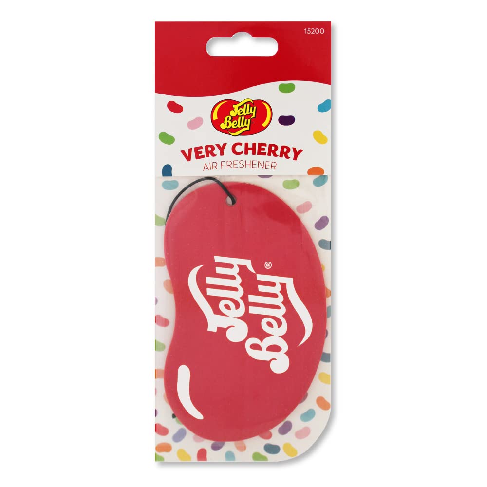 Jelly Belly Car Air Freshener - Very Cherry 2D Hanging Air Freshener. Car Scent Lasts Up To 30 Days, Air Freshener Car, Home Or Office. Genuine Jelly Belly Car Air Fresheners For Women, Men And Kids
