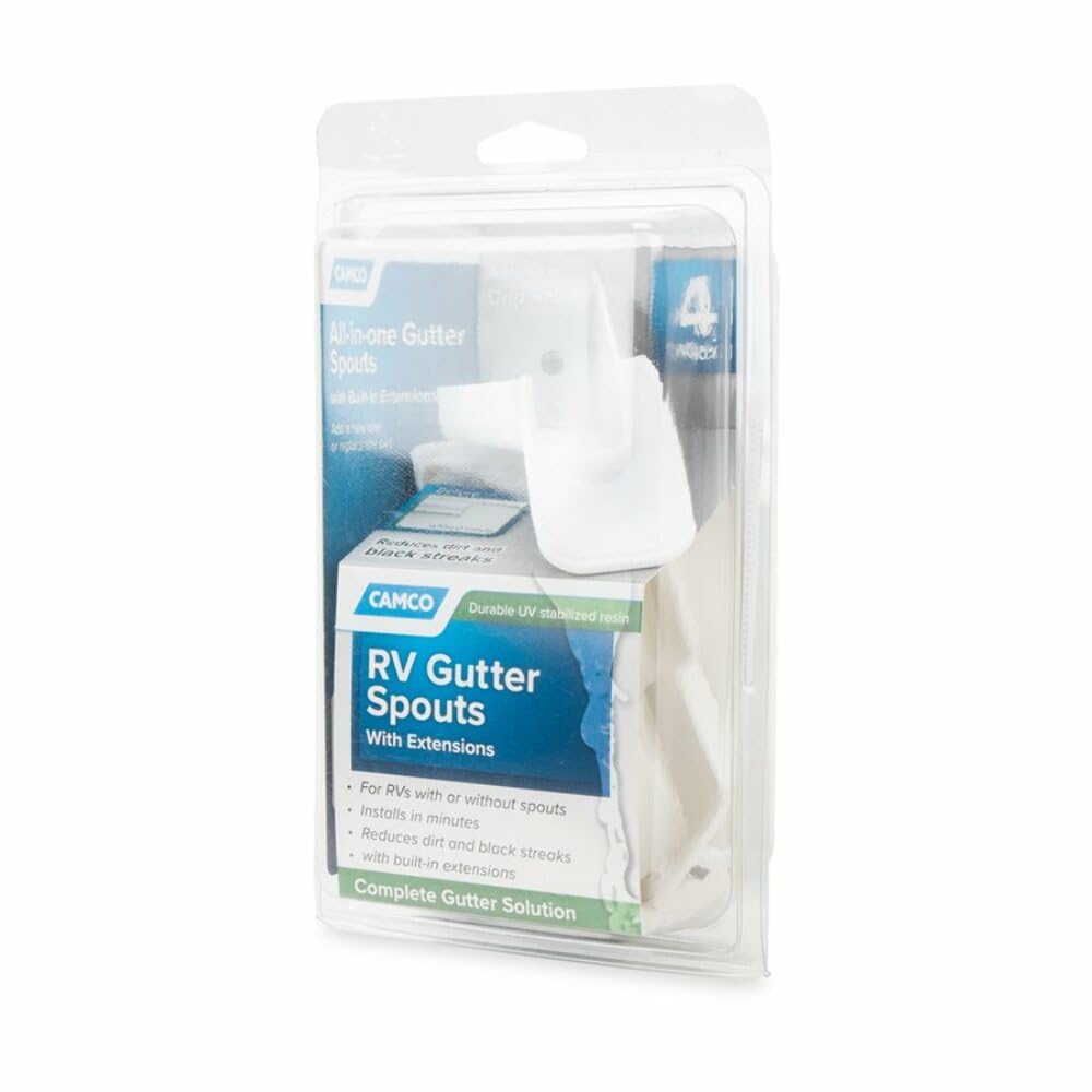 Camco Rv Gutter Spouts With Extensions | Direct Rain Water Runoff Away From The Rv | White (42134)
