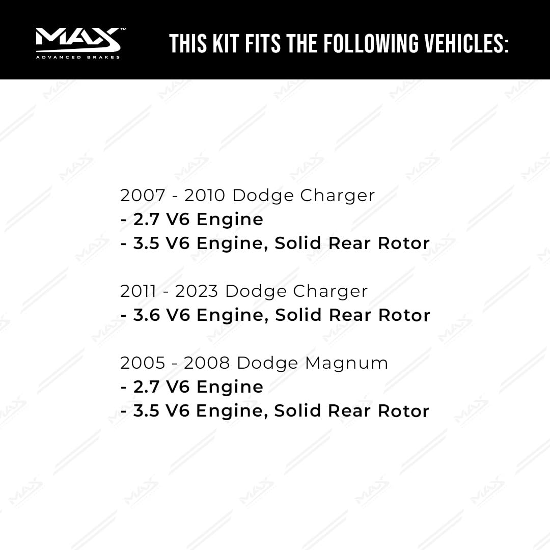 Max Advanced Brakes Rear Brake Kit Compatible With 2006-2023 Dodge Charger Challenger Compatible With Chrysler 300 Replacement P