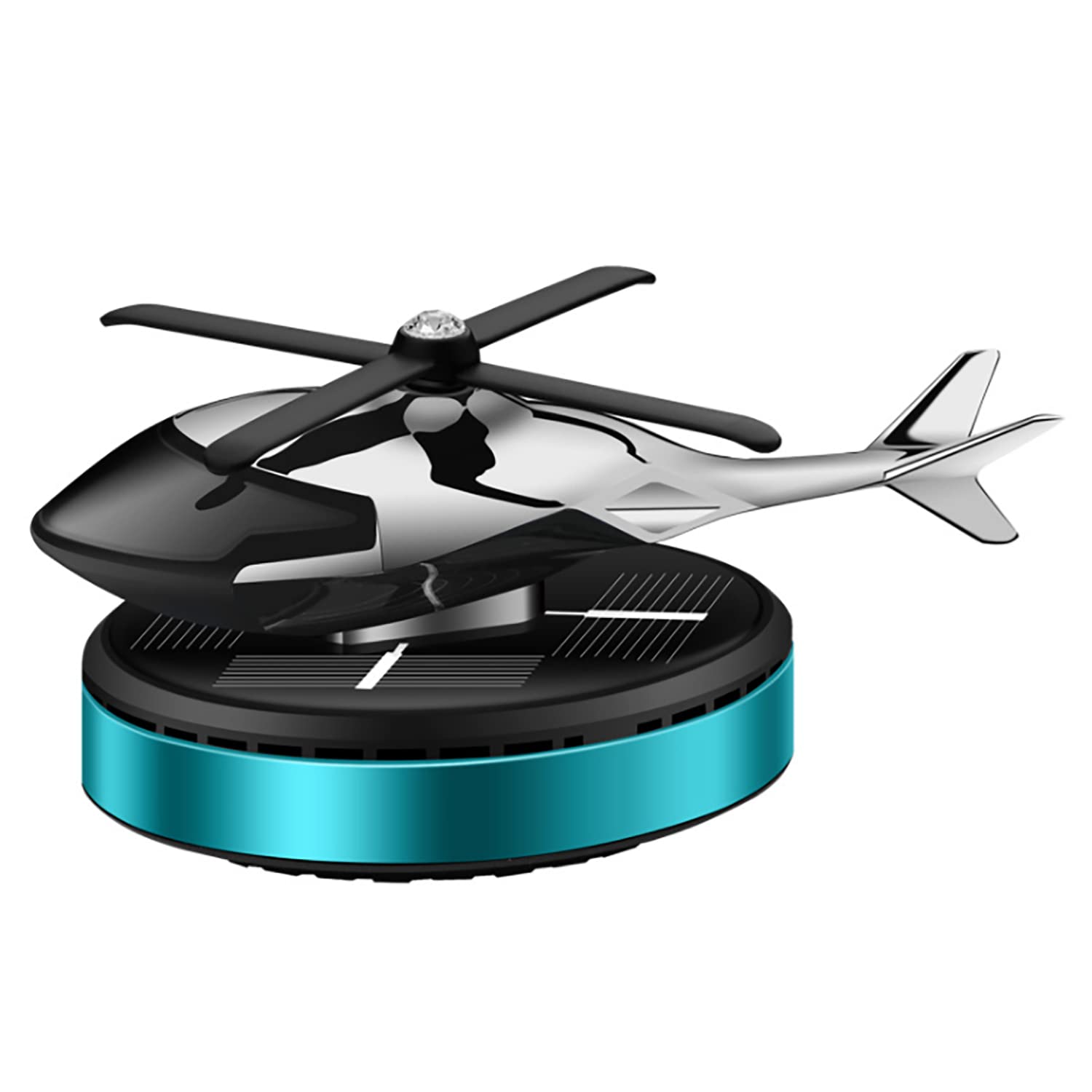 Niceada Car Air Fresheners, Al Alloy Solar Powered Rotating Incense Helicopter Diffuser, Home And Car D  Cor Accessories (Blue)
