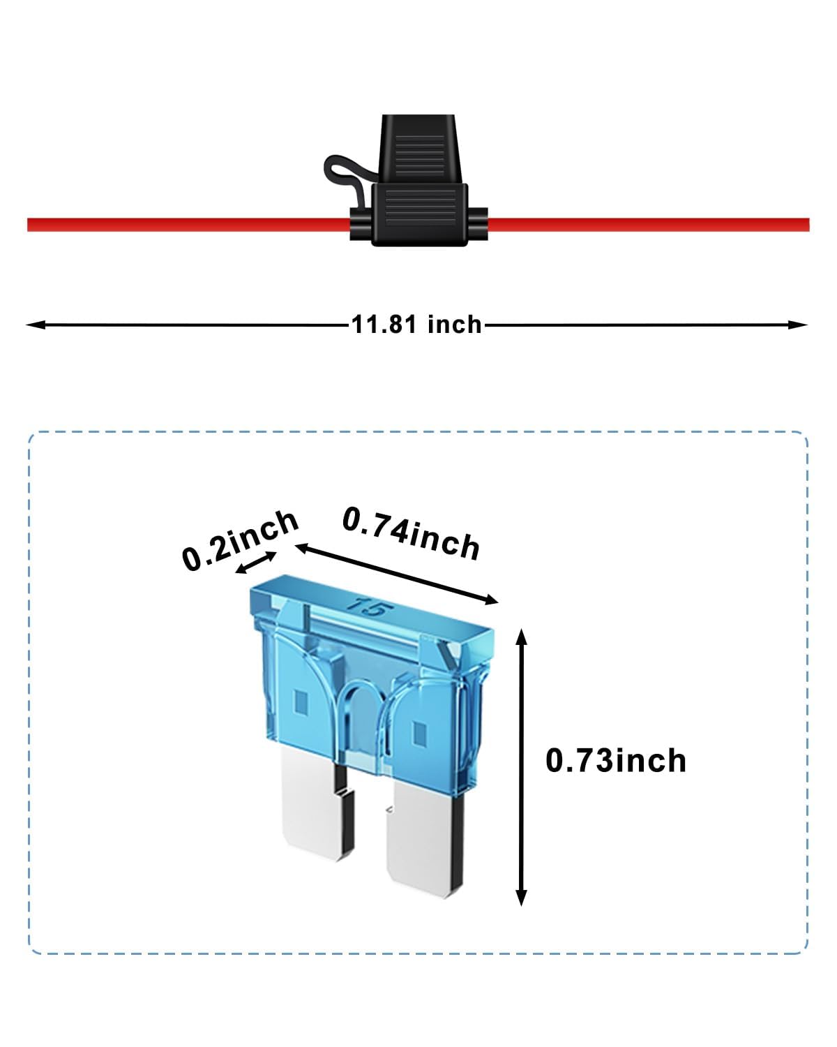 6 Pack 14Awg Inline Fuse Holder - 14 Gauge Automotive Blade In Line Fuse Holder With 6Pcs 15 Amp Atc/Ato Standard Fuses