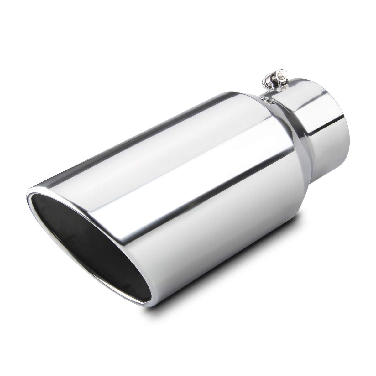 Lcgp 5' Inlet Universal Diesel Truck Exhaust Tip,Stainless Steel, 7' Outlet,Polished, Bolt-On