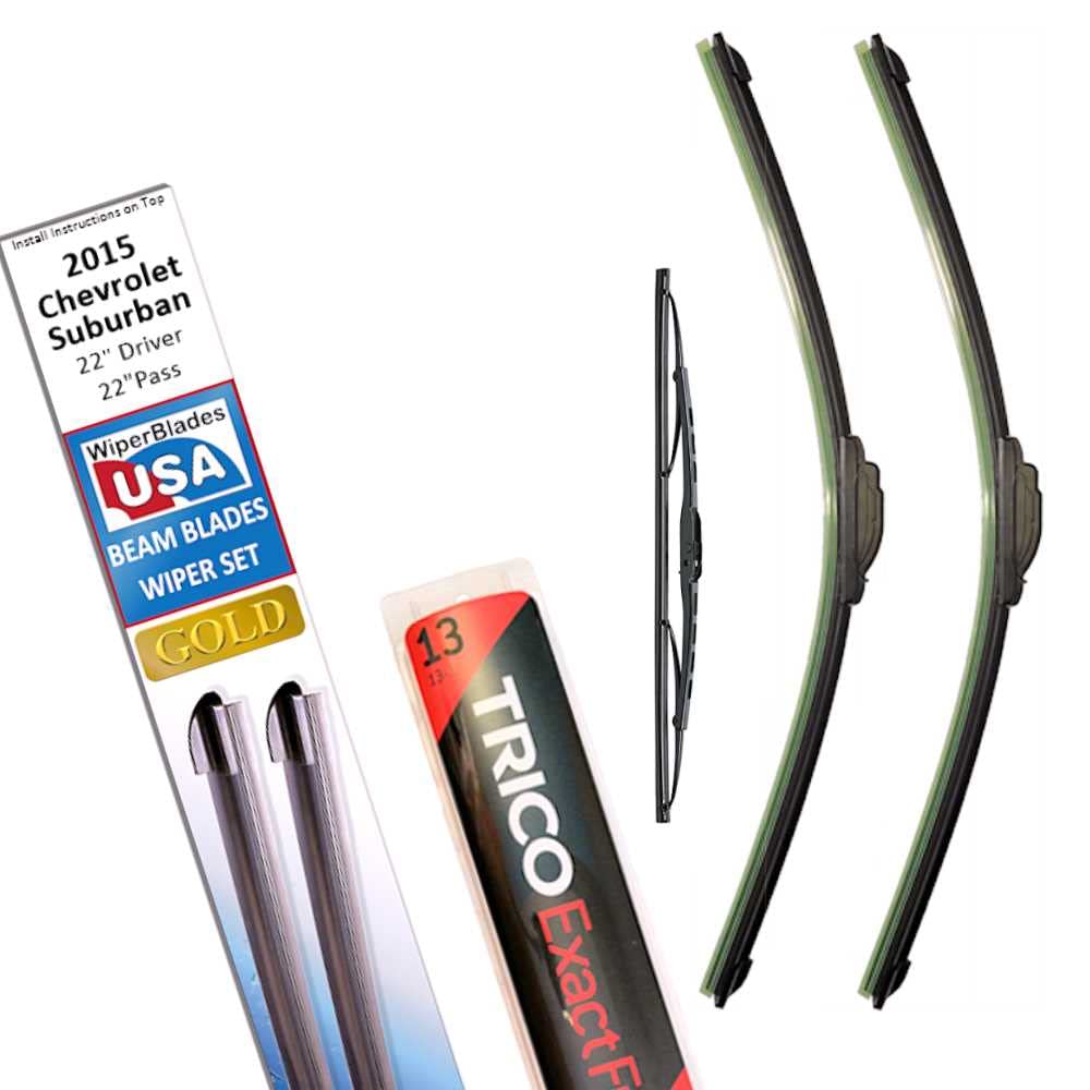 Beam Blade Wipers Replacement Set For 2015 Chevrolet Suburban W/Rear - Wiperbladesusa Gold Beam Wiper Blades Wipers Set