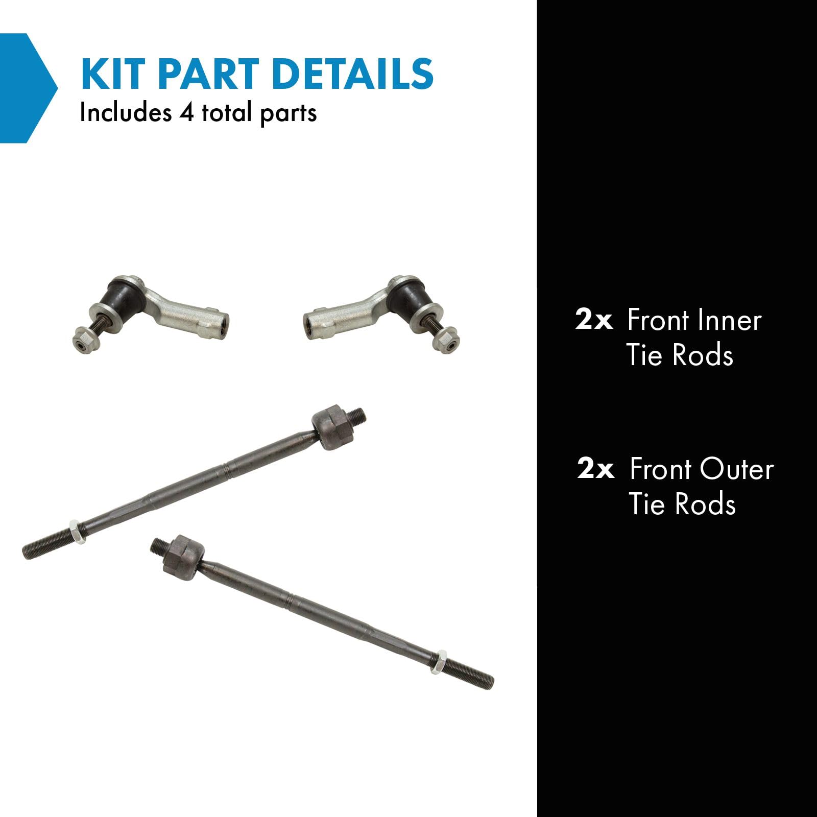 Trq Front Tie Rod Set Compatible With 2015-2017 Chrysler 200 2013-2016 Dodge Dart