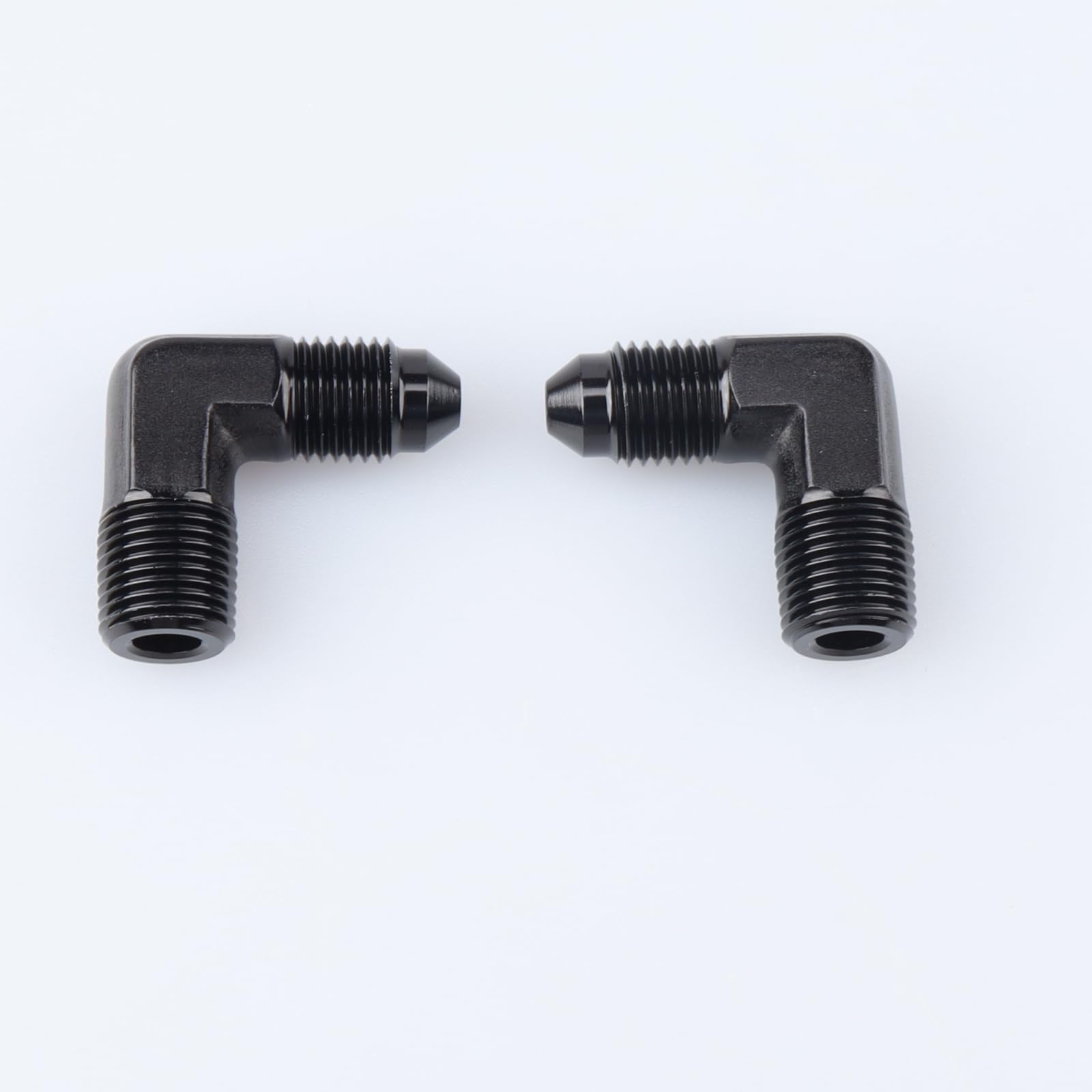 Ac Performance 90 Degree Elbow -3 An Male To 1/8'' Npt Male Fitting Adapter Connector Aluminum Black, Pack Of 2