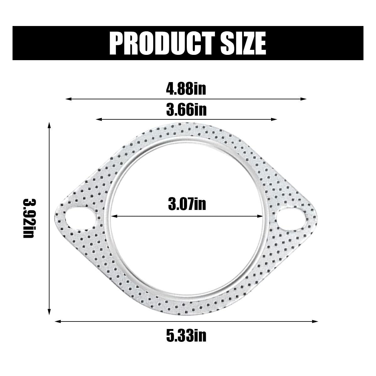 2Pcs Car Exhaust Gasket, Ultra Seal 2-Bolt 3-Inch Exhaust Flange Gasket Standard Exhaust Gasket, Reinforced High Temperature Gas