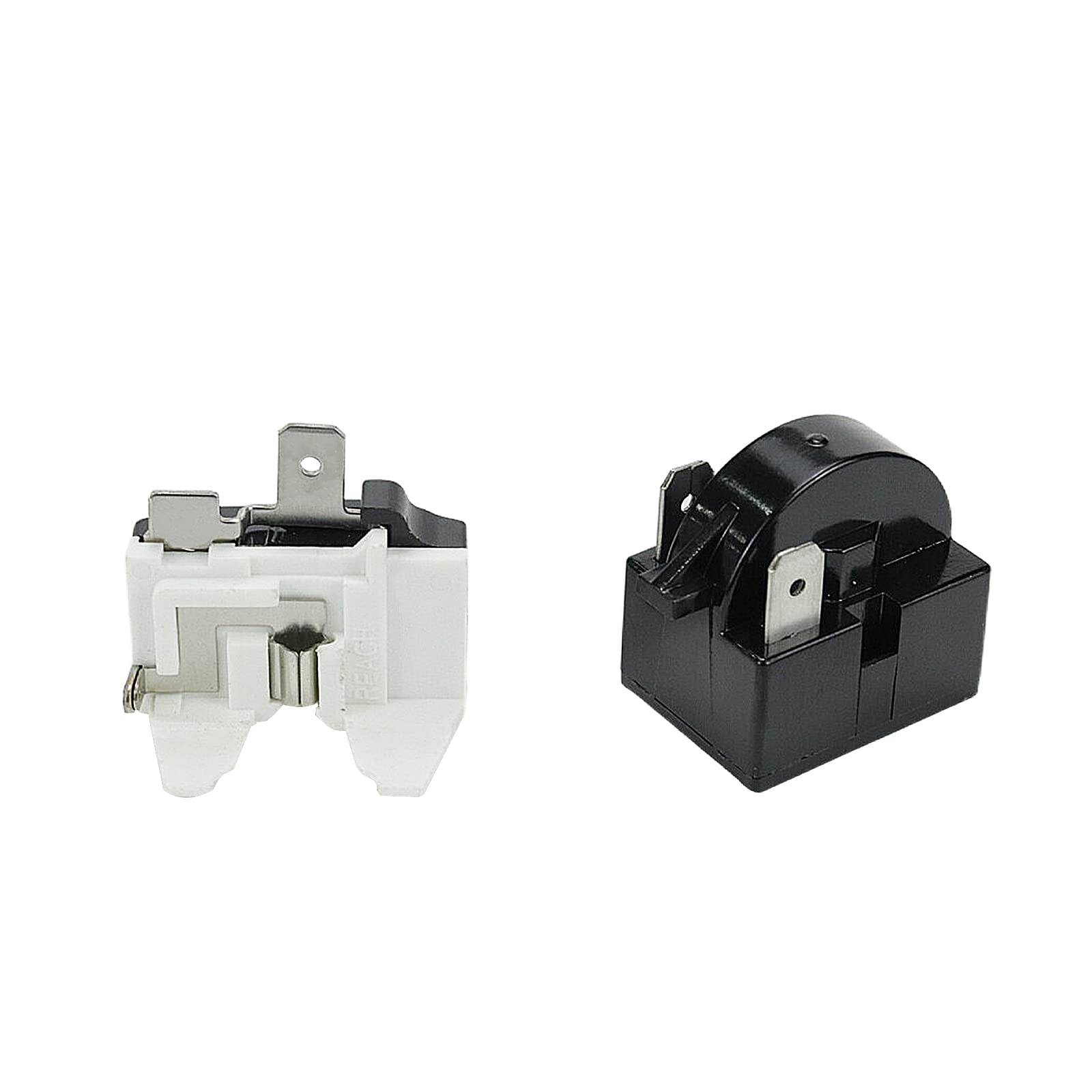 Semetall Refrigerator Starter Relay 4.7 Ptc 2 Pin 15O Refrigerator Starter Relay And 1/5Hp Refrigerator Overload Protector Repla